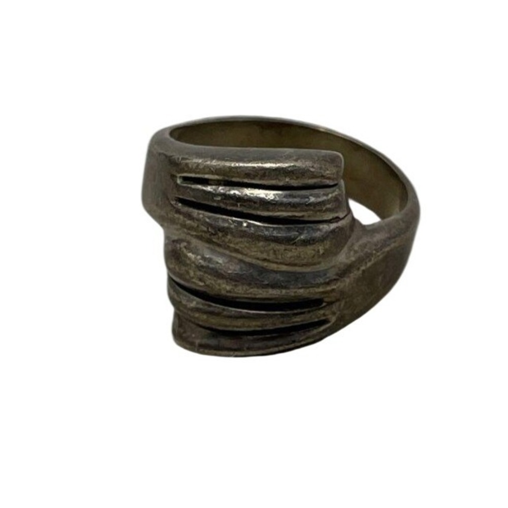 Vintage Mexico 925 Sterling Silver Brutalist Wrap Statement Ring Size 7 9.7g